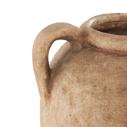 10.5" Copper Ceramic Antique Style Textured Vase with Handles